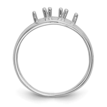 14k White Gold Polished 3-Stone Mothers Ring Mounting