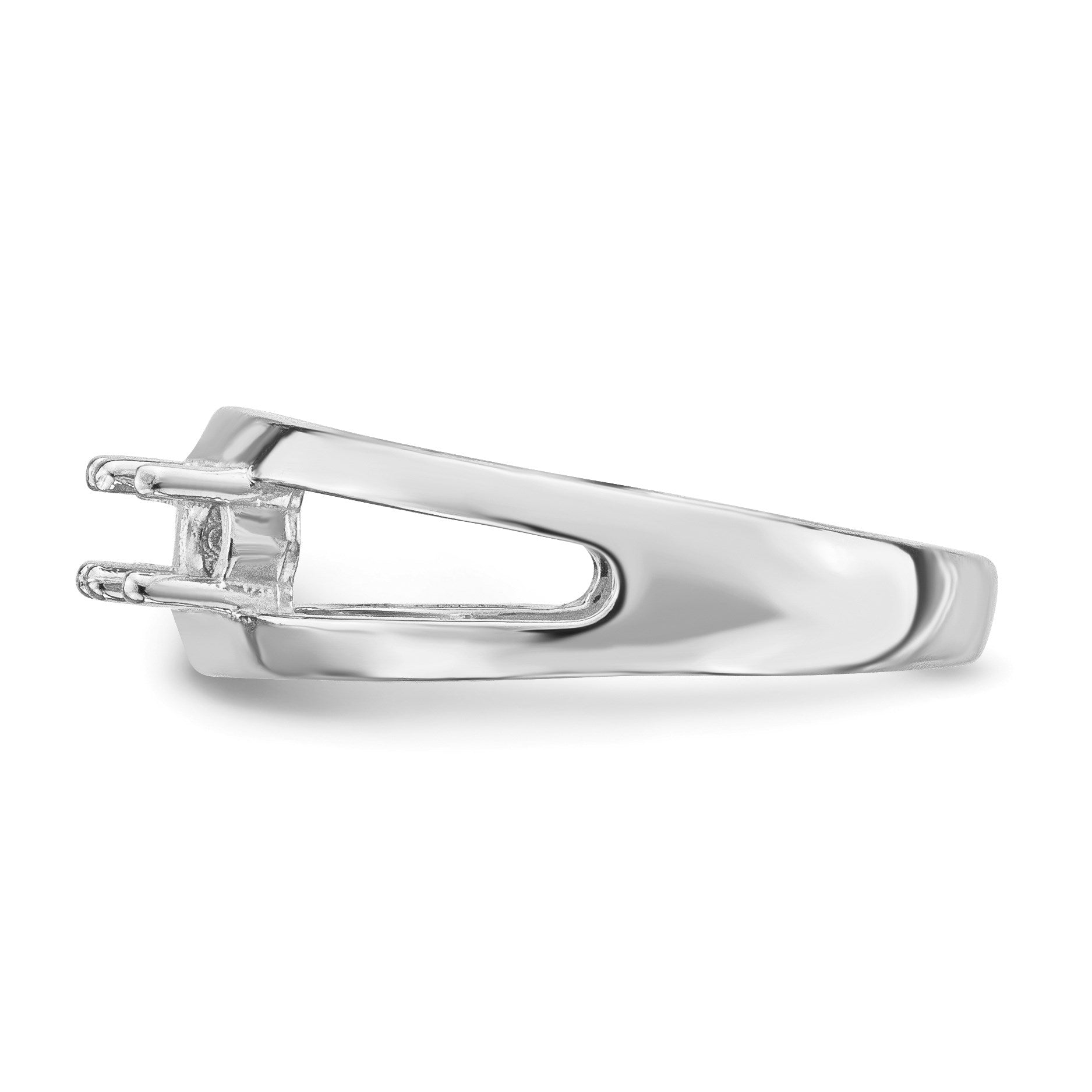 14k White Gold Polished 3-Stone Mothers Ring Mounting