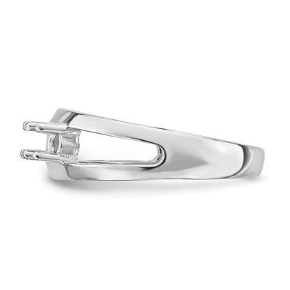 14k White Gold Polished 3-Stone Mothers Ring Mounting