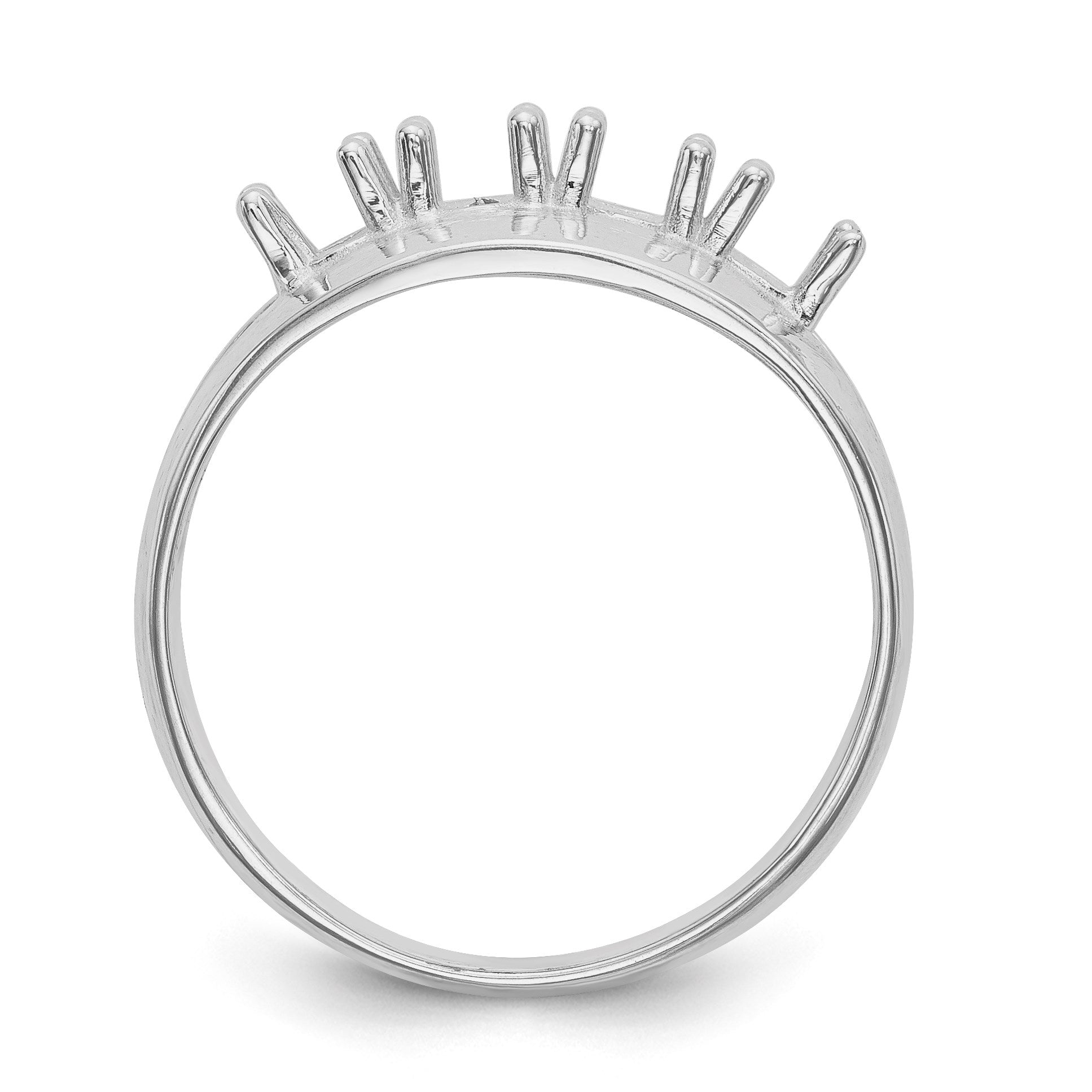 14k White Gold Polished 4-Stone Mothers Ring Mounting