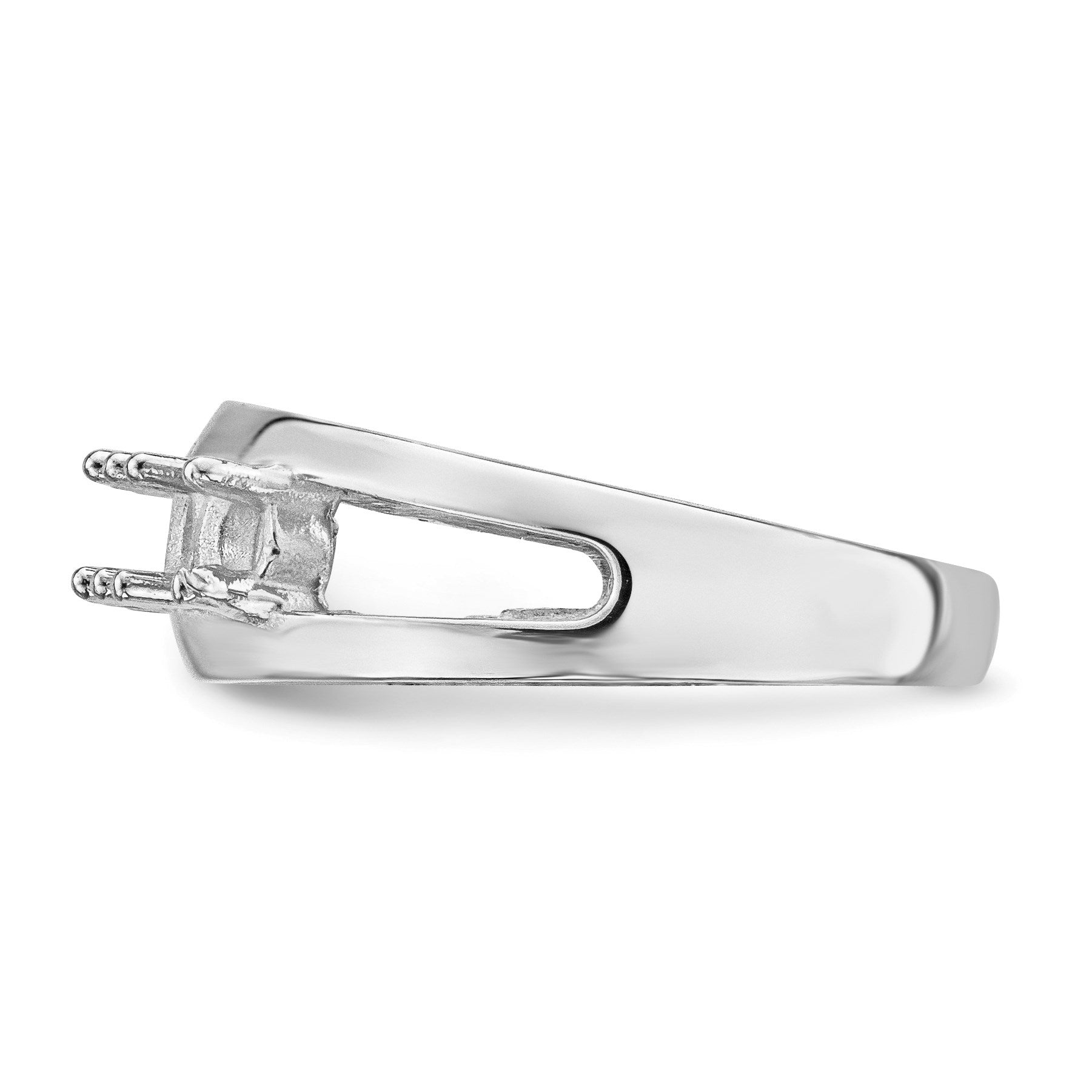14k White Gold Polished 4-Stone Mothers Ring Mounting