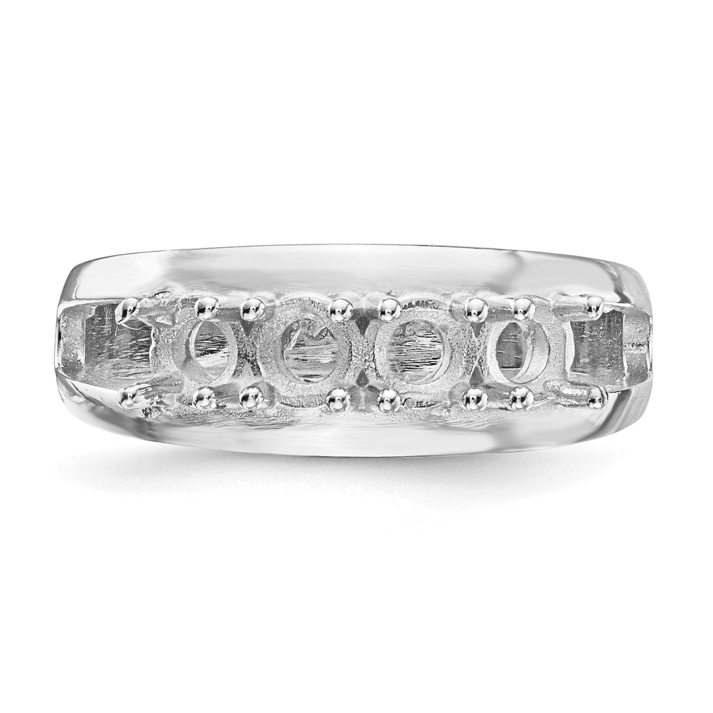 14k White Gold Polished 4-Stone Mothers Ring Mounting