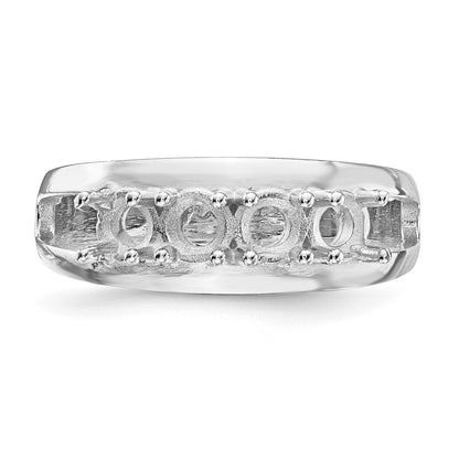 14k White Gold Polished 4-Stone Mothers Ring Mounting