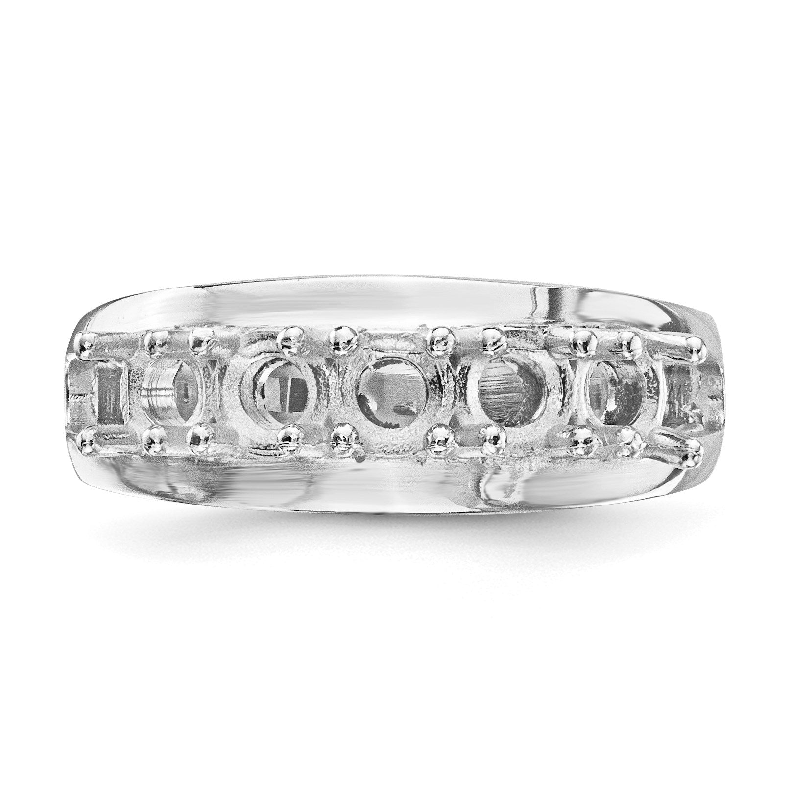 14k White Gold Polished 5-Stone Mothers Ring Mounting