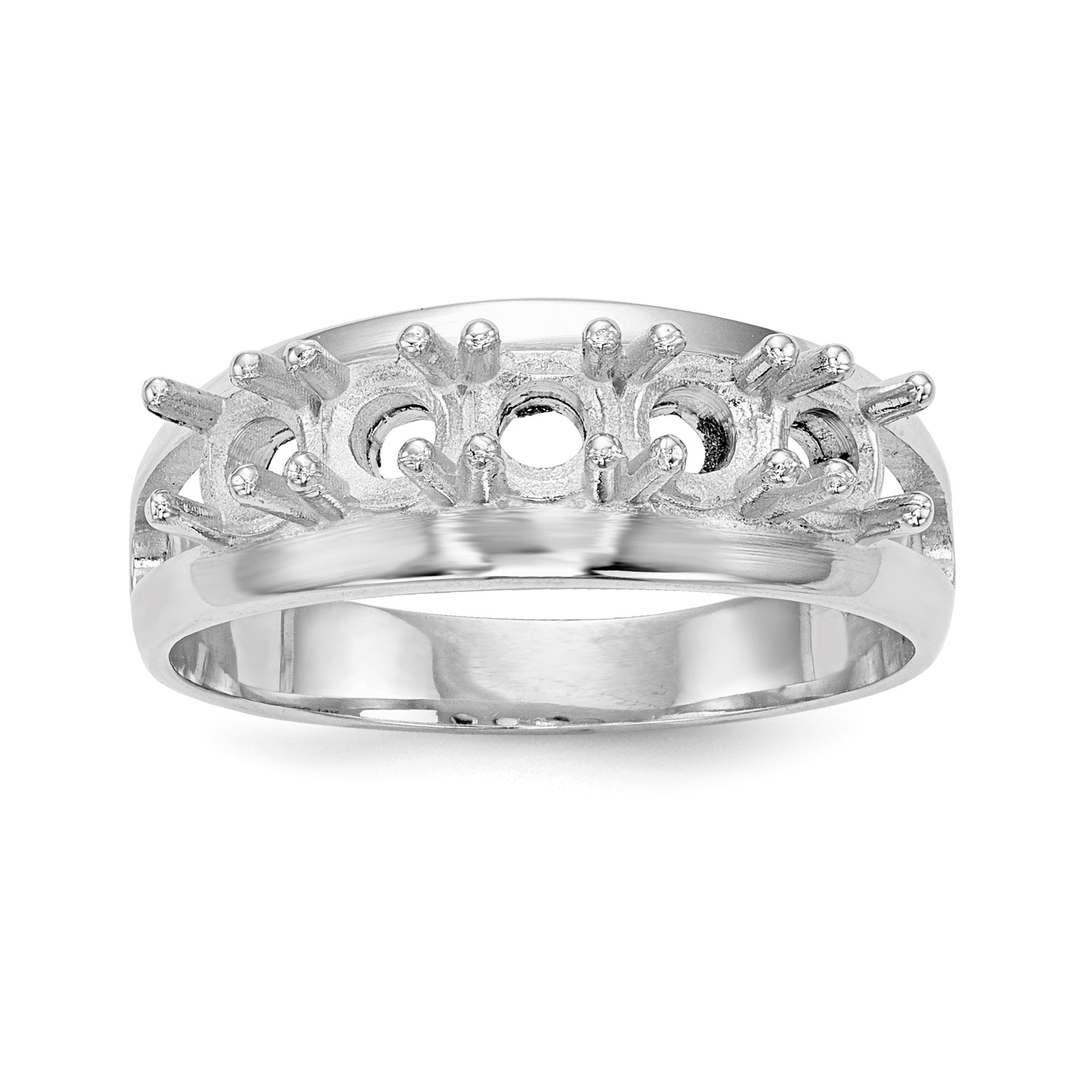 14k White Gold Polished 5-Stone Mothers Ring Mounting