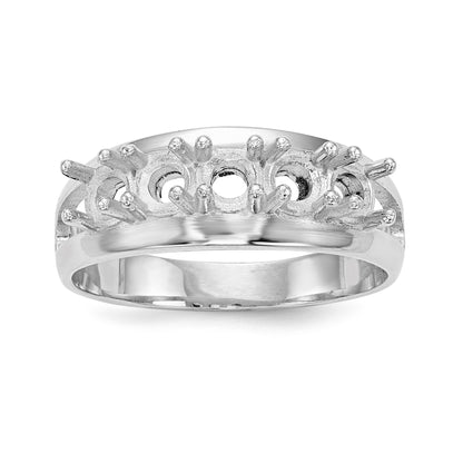 14k White Gold Polished 5-Stone Mothers Ring Mounting