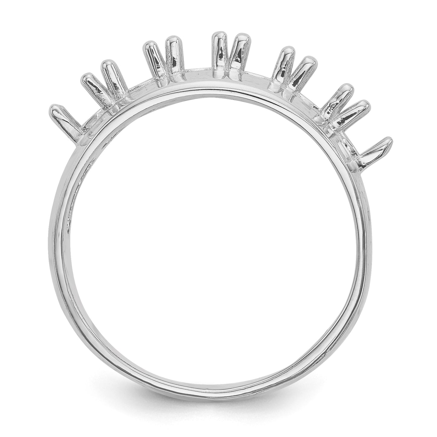 14k White Gold Polished 6-Stone Mothers Ring Mounting