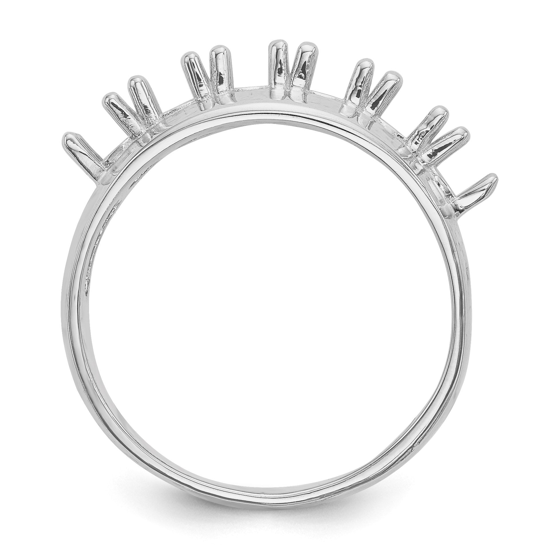 14k White Gold Polished 6-Stone Mothers Ring Mounting