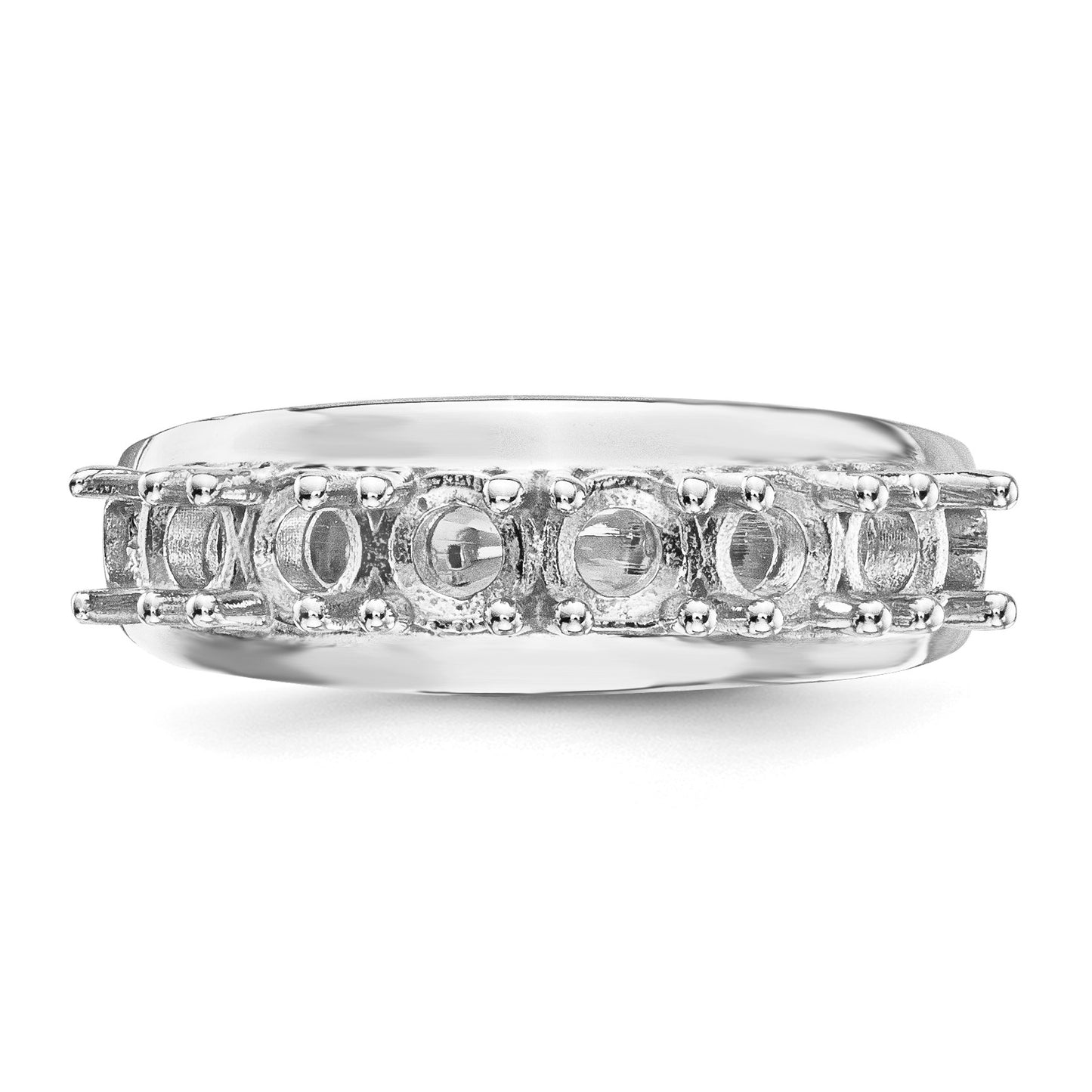 14k White Gold Polished 6-Stone Mothers Ring Mounting