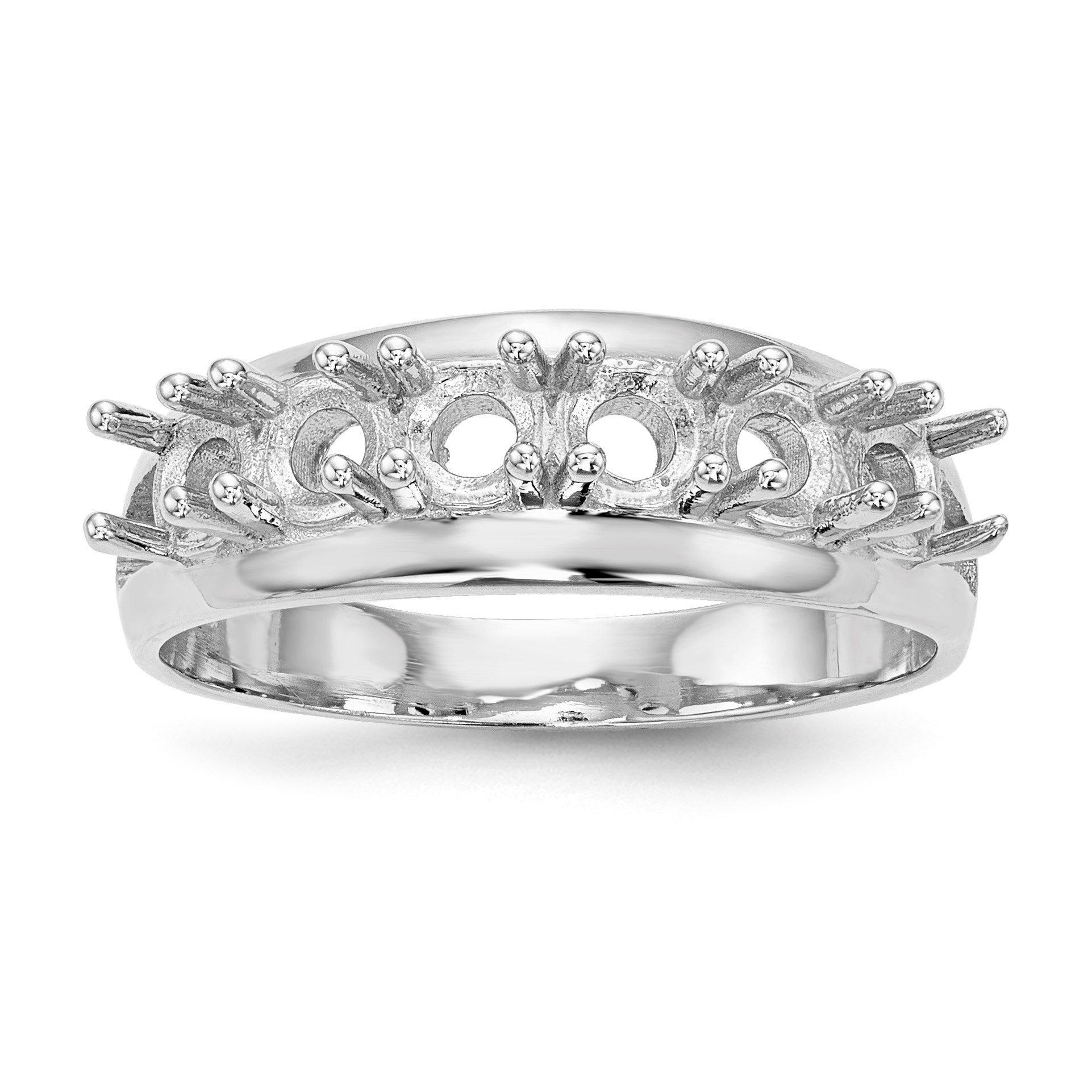 14k White Gold Polished 6-Stone Mothers Ring Mounting