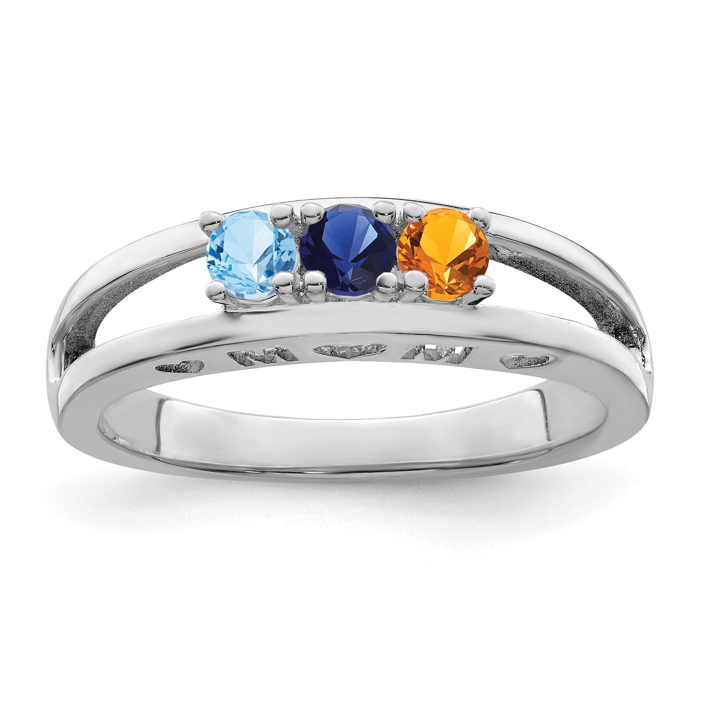 Sterling Silver Rhodium-plated Family Jewelry Mounting