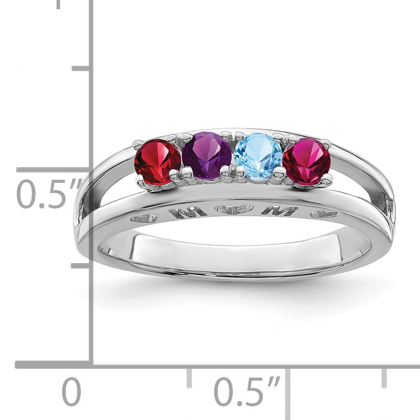 Sterling Silver Rhodium-plated Family Jewelry Mounting