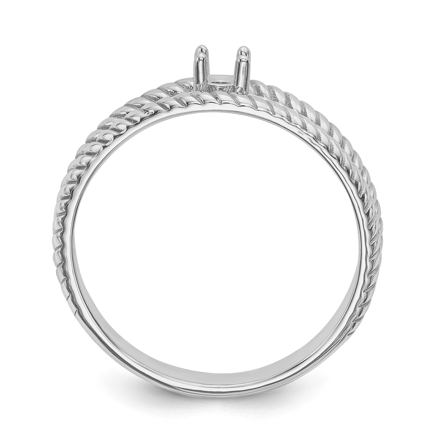 14k White Gold Polished 1-Stone Mothers Ring Mounting