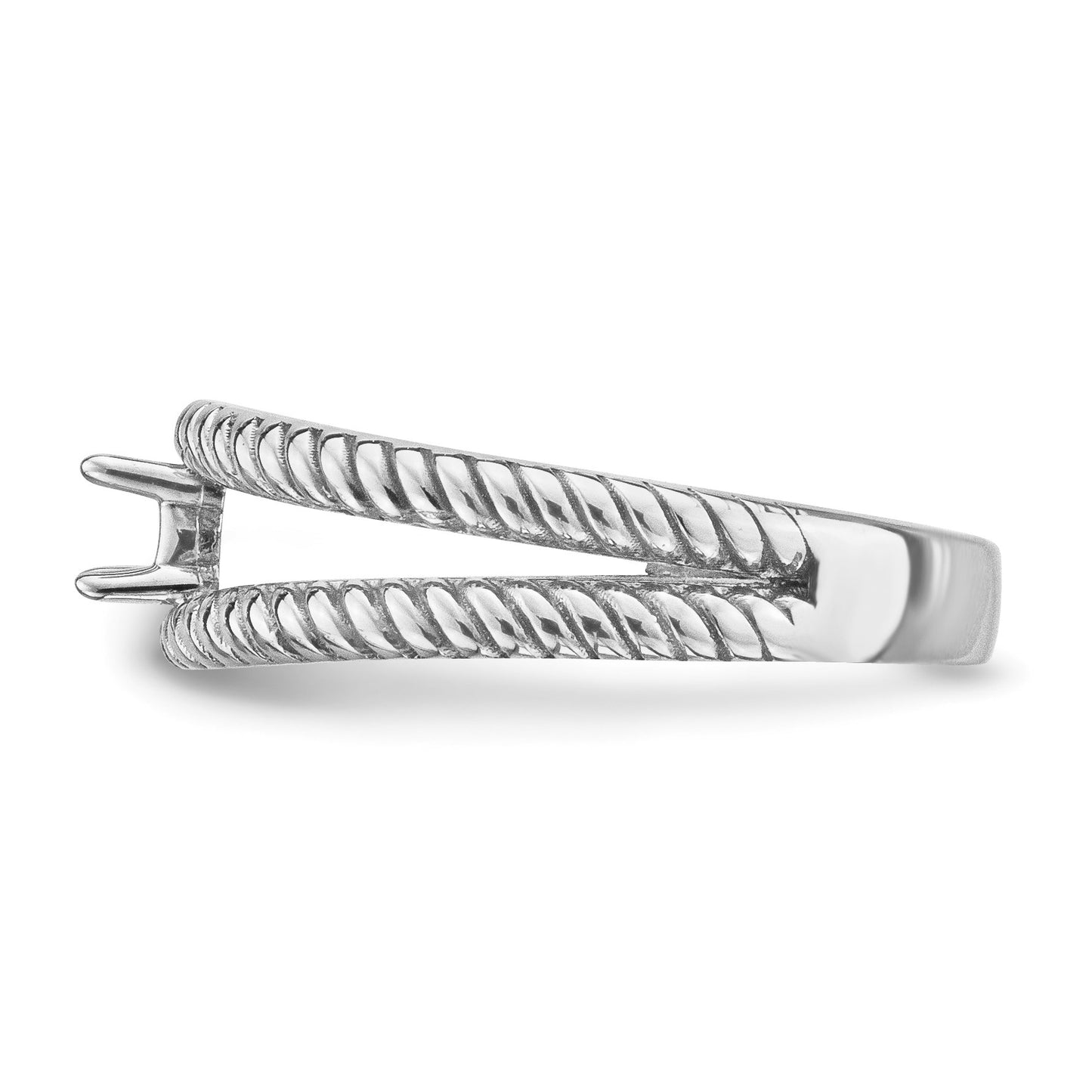 14k White Gold Polished 1-Stone Mothers Ring Mounting