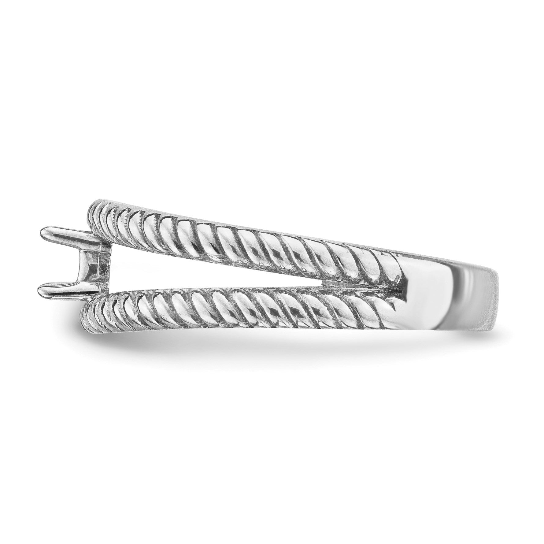14k White Gold Polished 1-Stone Mothers Ring Mounting