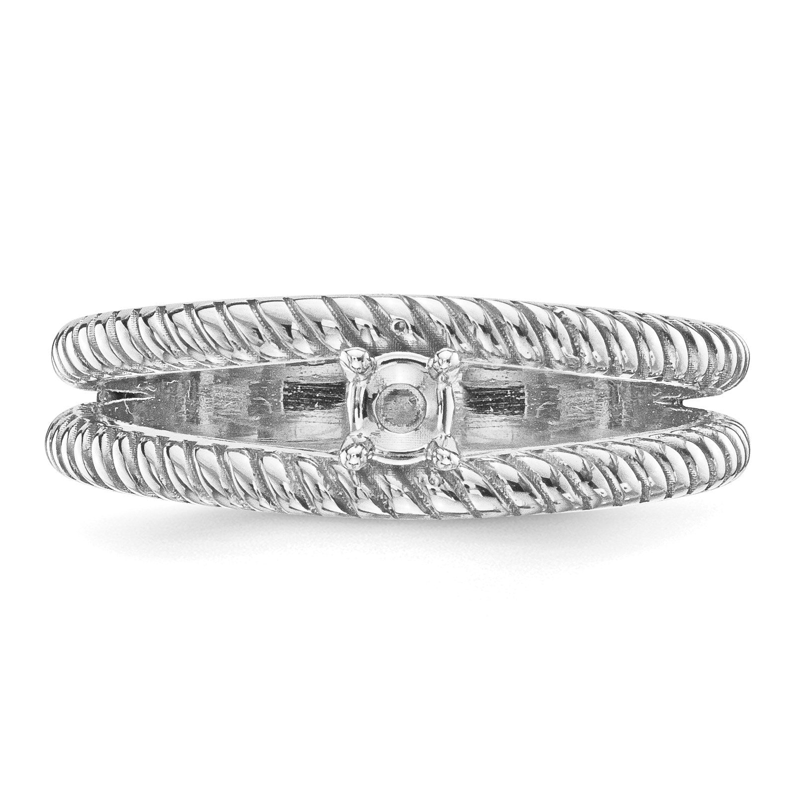 14k White Gold Polished 1-Stone Mothers Ring Mounting