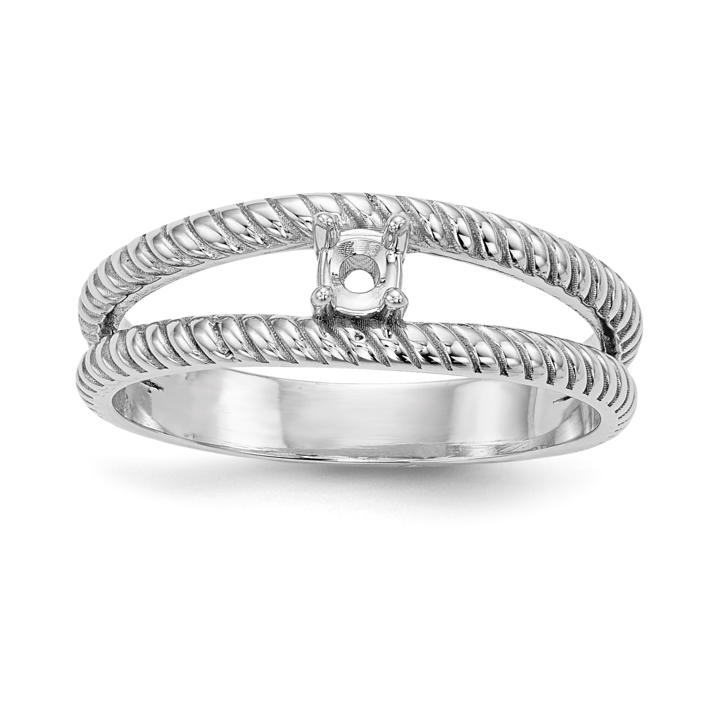 14k White Gold Polished 1-Stone Mothers Ring Mounting