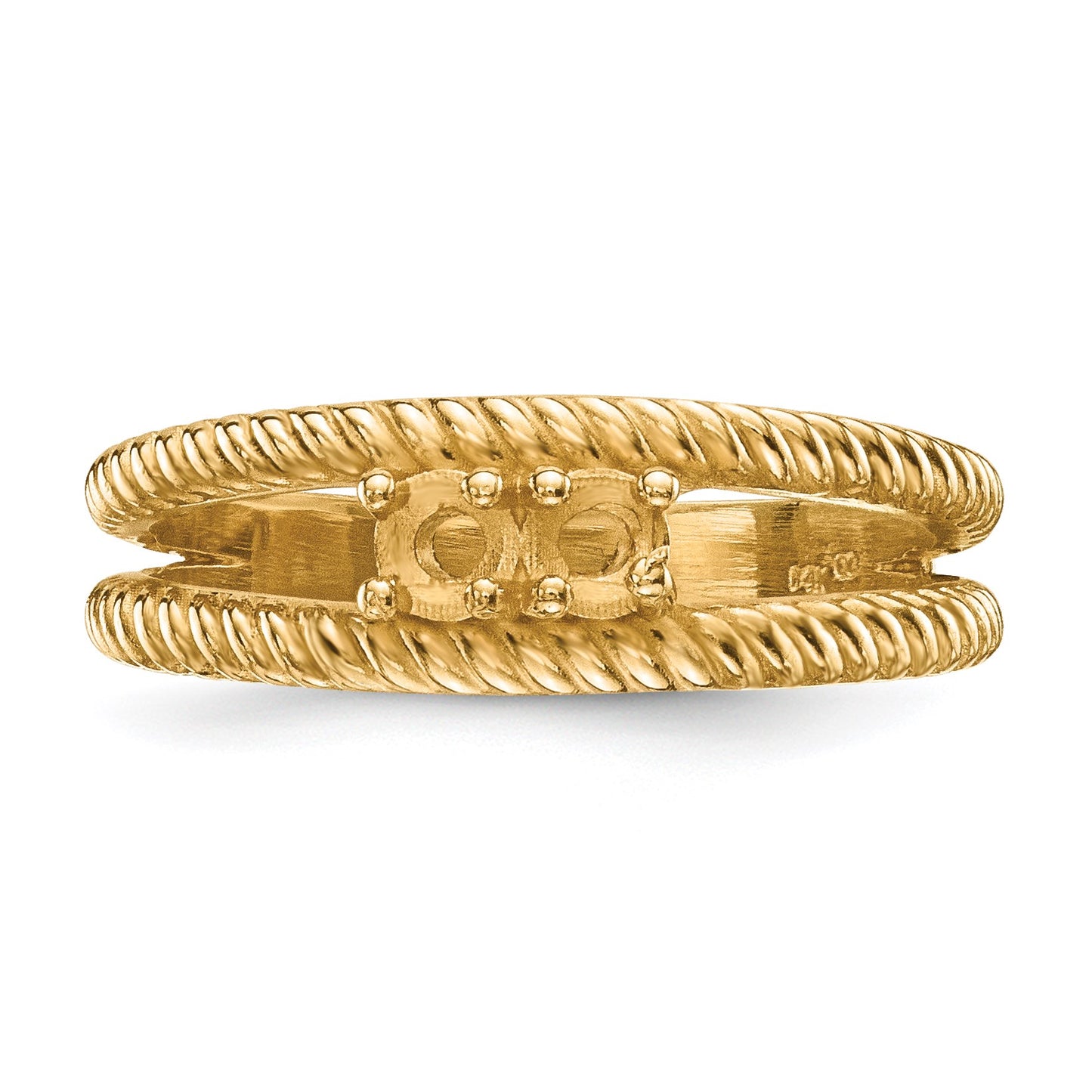 14k Polished 2-Stone Mothers Ring Mounting