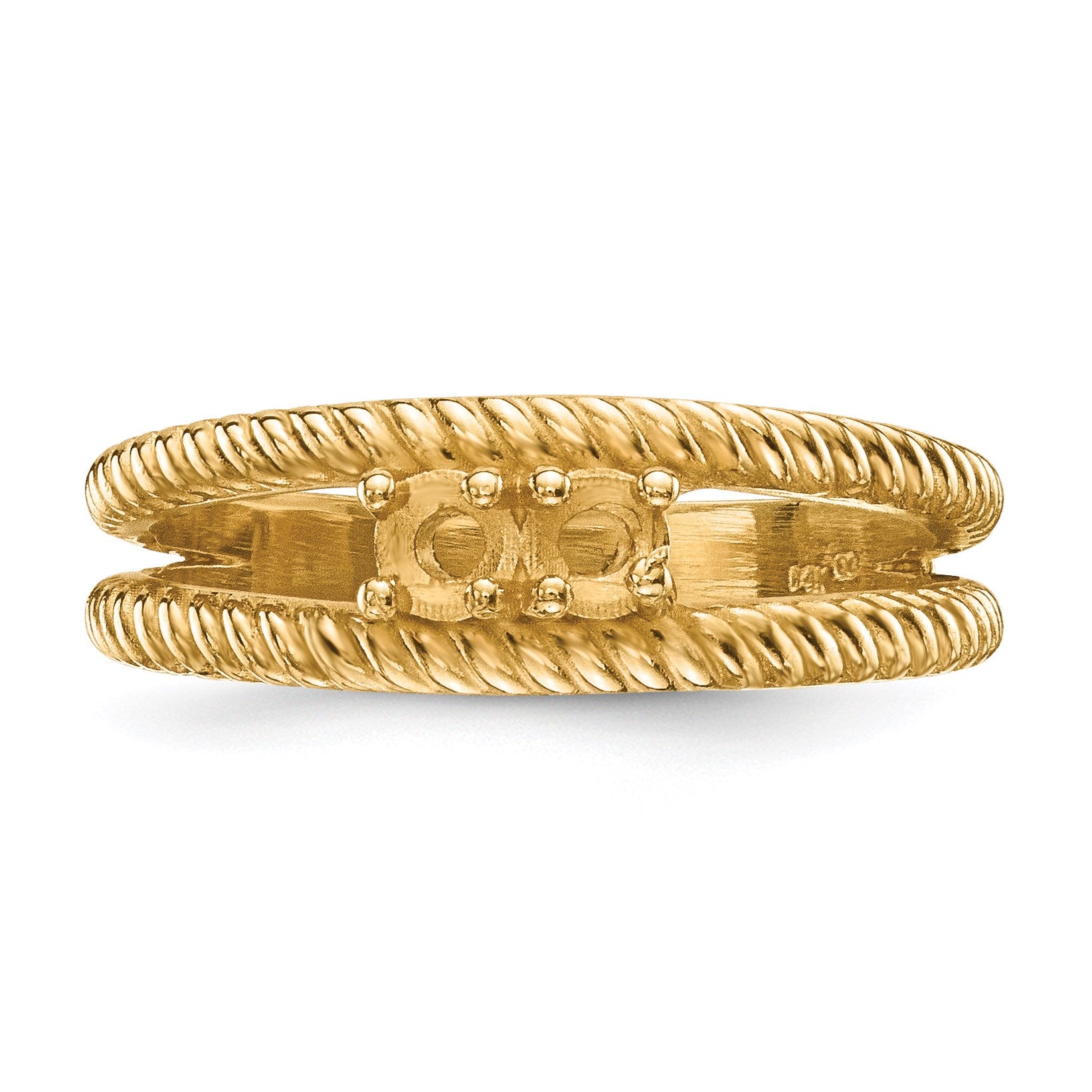 14k Polished 2-Stone Mothers Ring Mounting