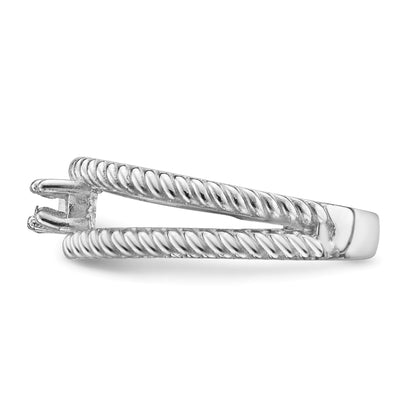 14k White Gold Polished 2-Stone Mothers Ring Mounting