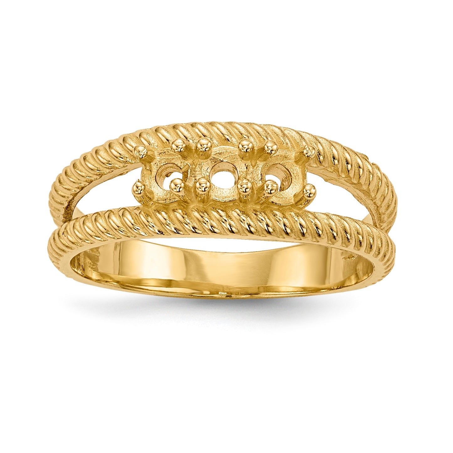 14k Polished 3-Stone Mothers Ring Mounting