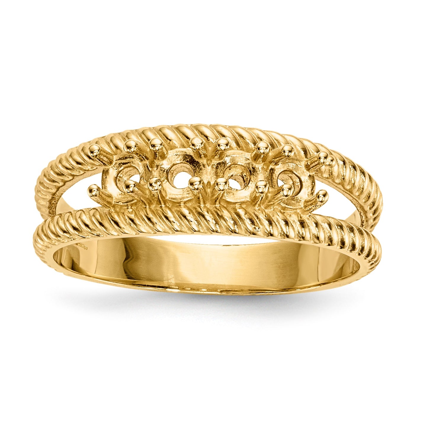 14k Polished 4-Stone Mothers Ring Mounting