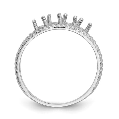14k White Gold Polished 4-Stone Mothers Ring Mounting
