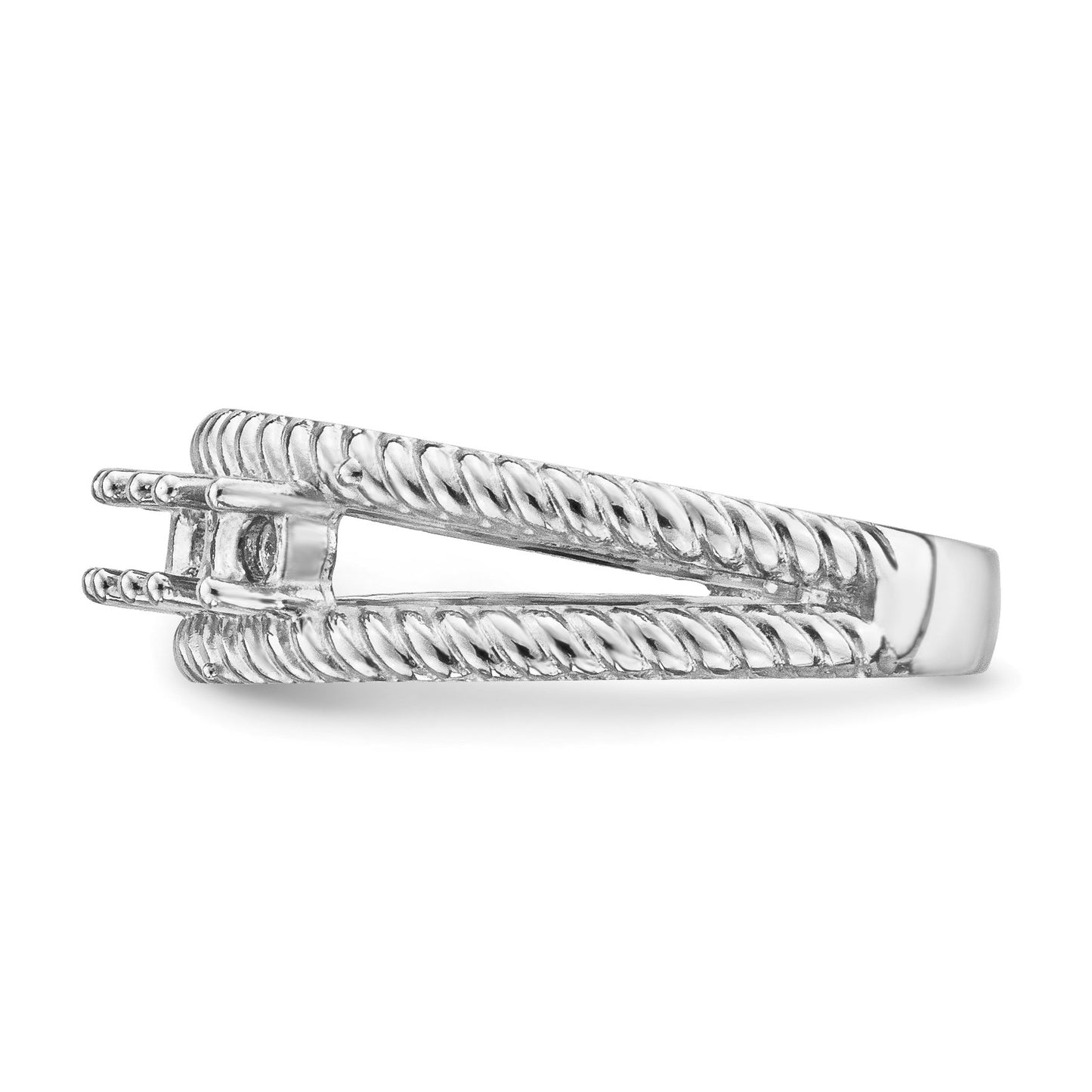 14k White Gold Polished 4-Stone Mothers Ring Mounting