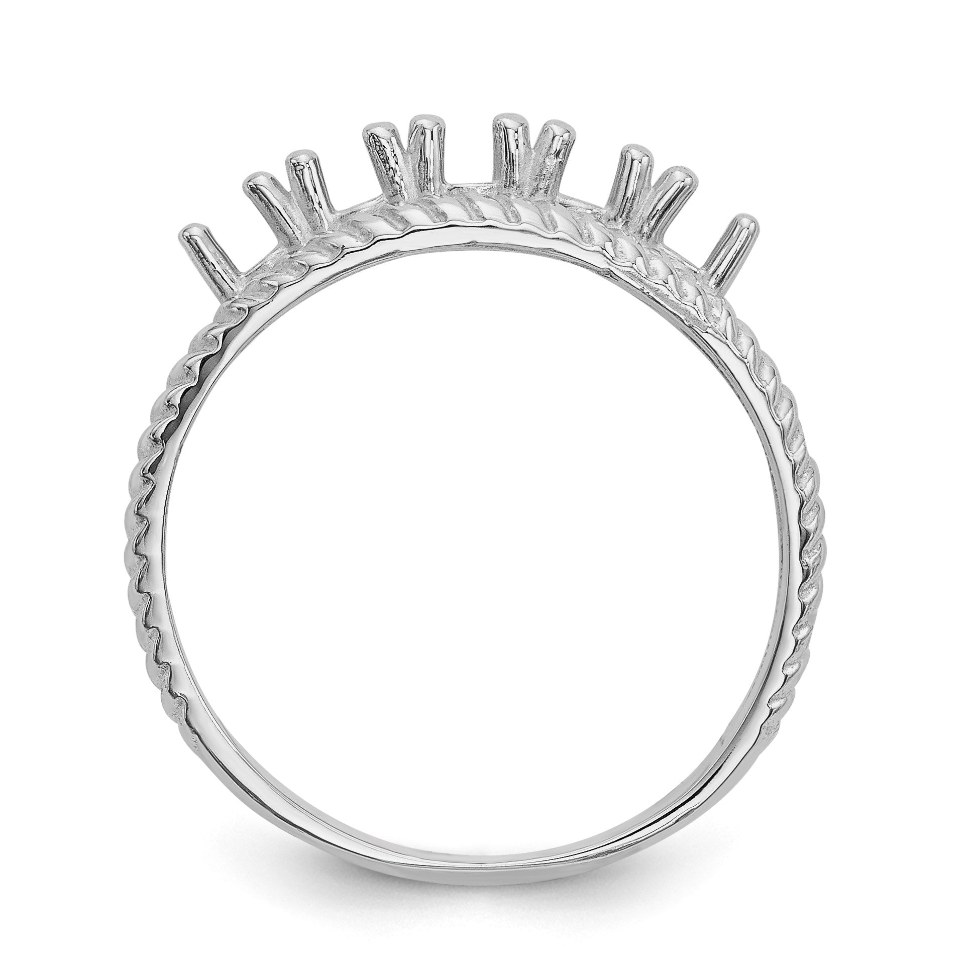 14k White Gold Polished 5-Stone Mothers Ring Mounting