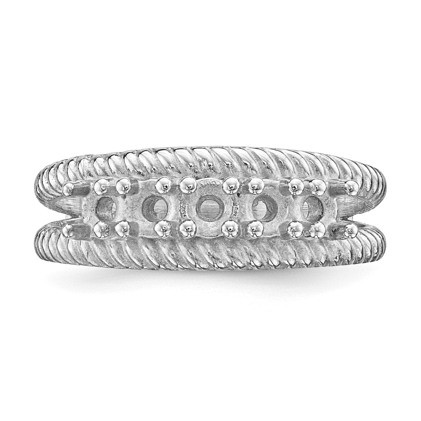 14k White Gold Polished 5-Stone Mothers Ring Mounting