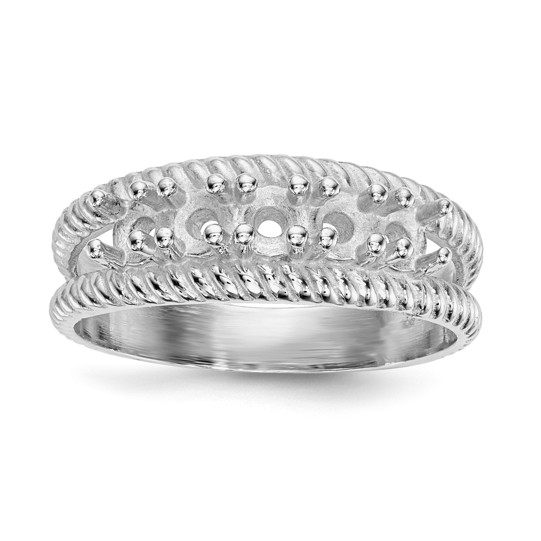 14k White Gold Polished 5-Stone Mothers Ring Mounting