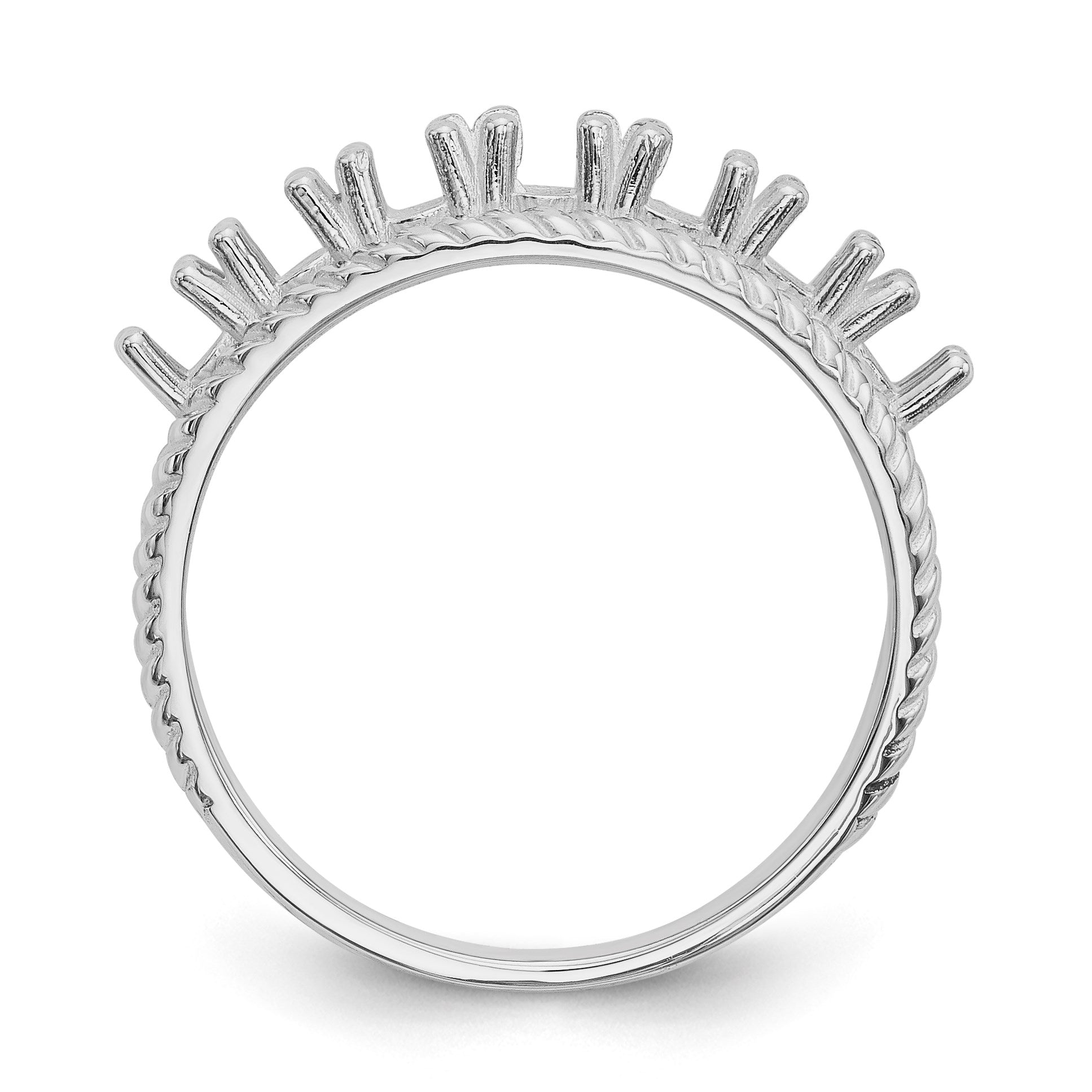 14k White Gold Polished 7-Stone Mothers Ring Mounting