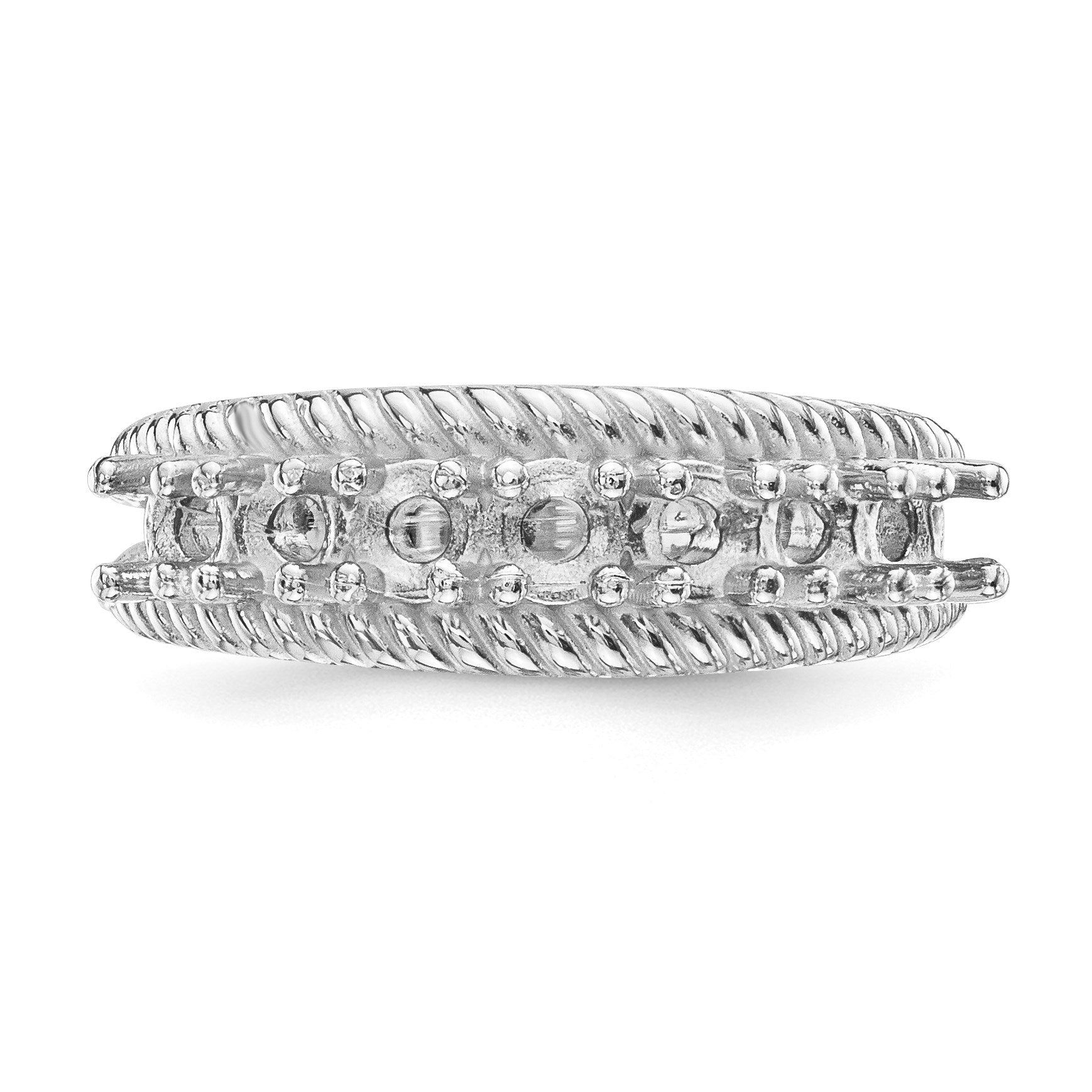 14k White Gold Polished 7-Stone Mothers Ring Mounting