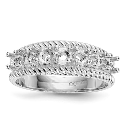 14k White Gold Polished 7-Stone Mothers Ring Mounting