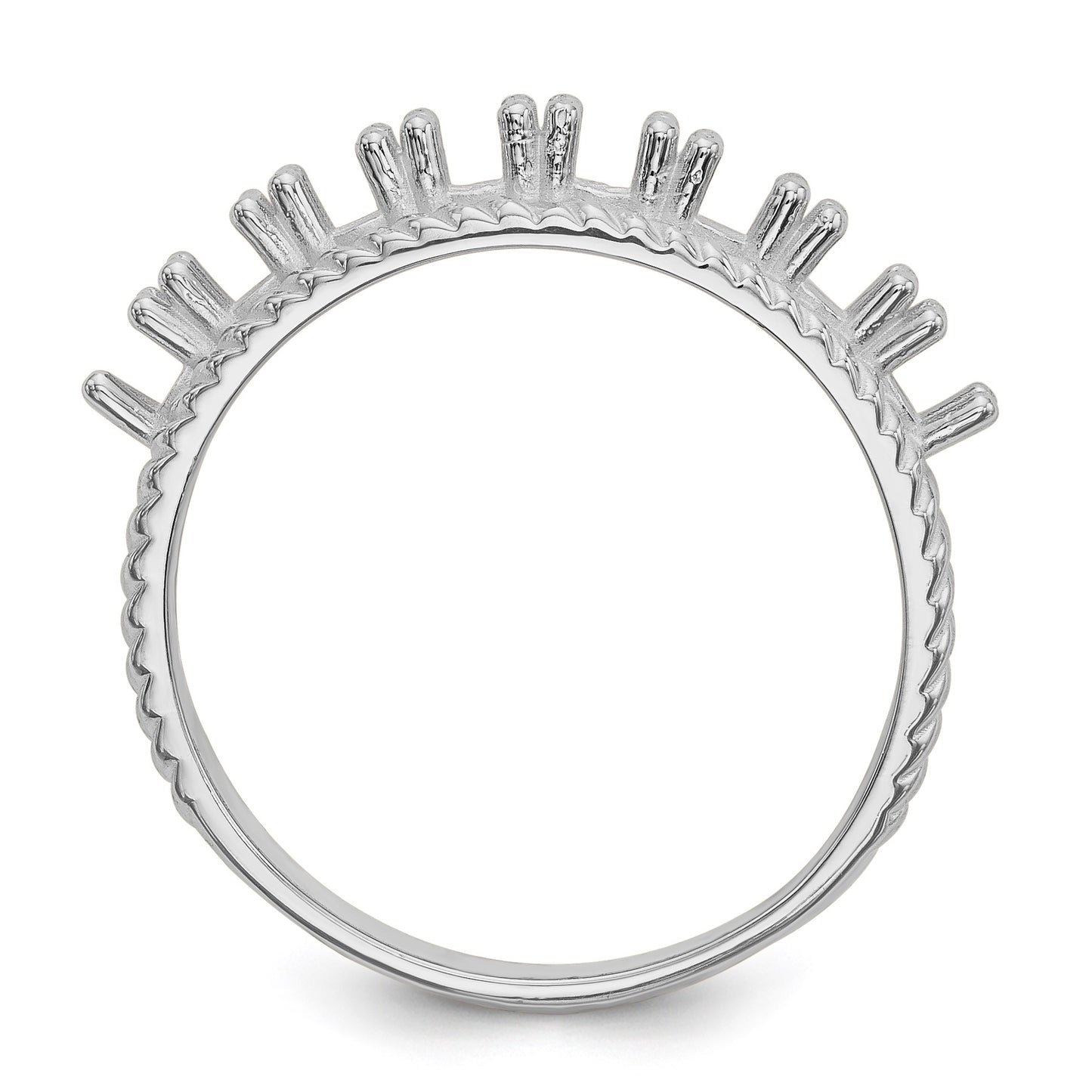 14k White Gold Polished 8-Stone Mothers Ring Mounting
