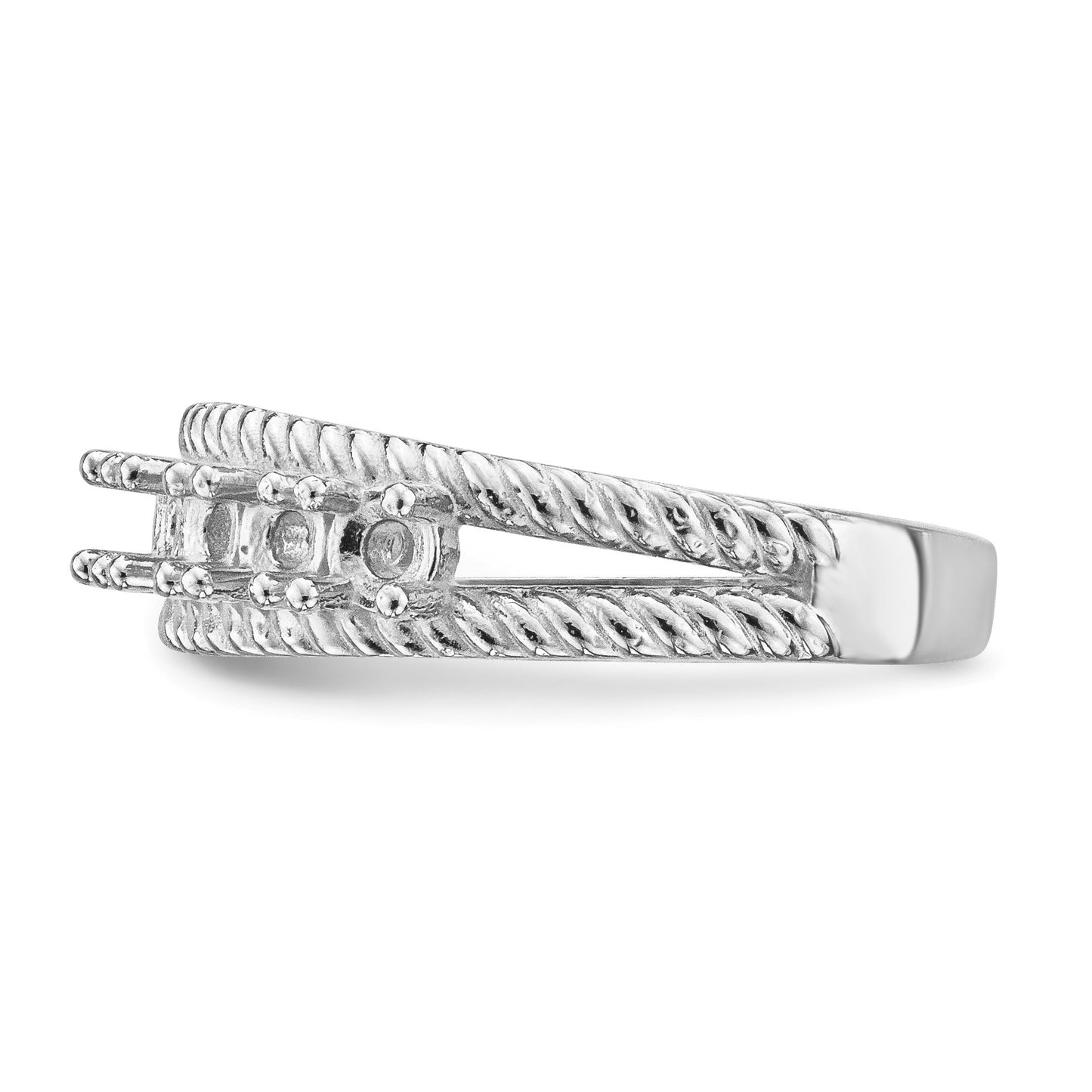 14k White Gold Polished 8-Stone Mothers Ring Mounting