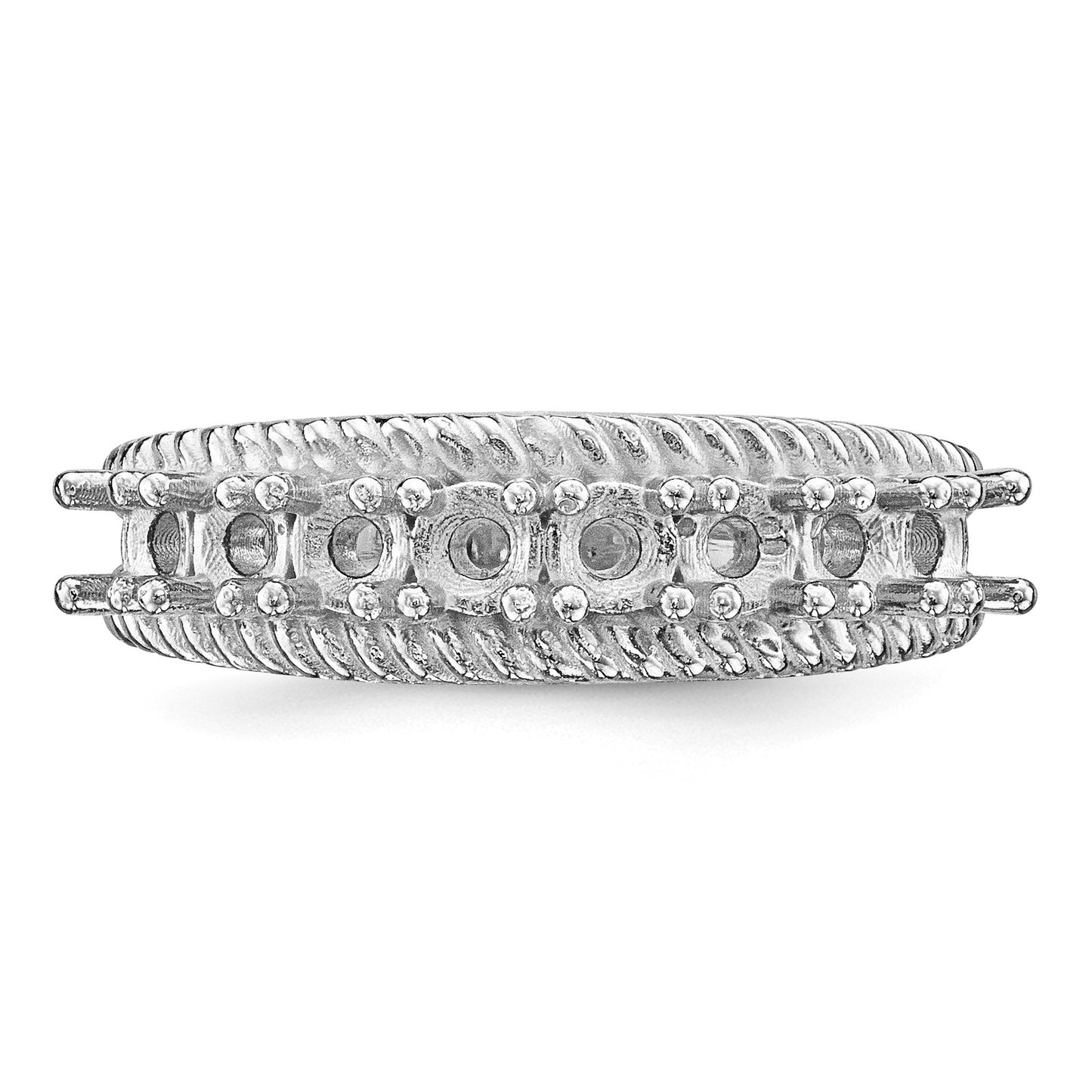 14k White Gold Polished 8-Stone Mothers Ring Mounting