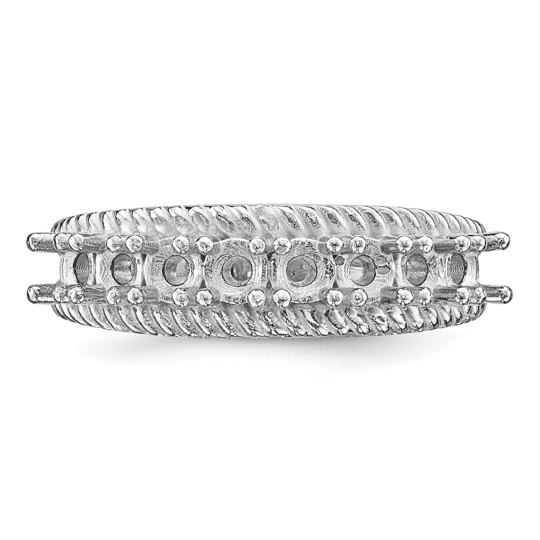 14k White Gold Polished 8-Stone Mothers Ring Mounting