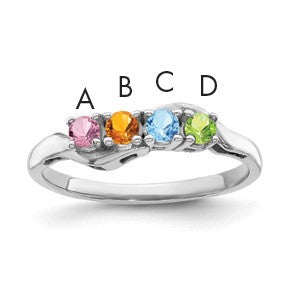 Sterling Silver Rhodium-plated Family Jewelry Mounting