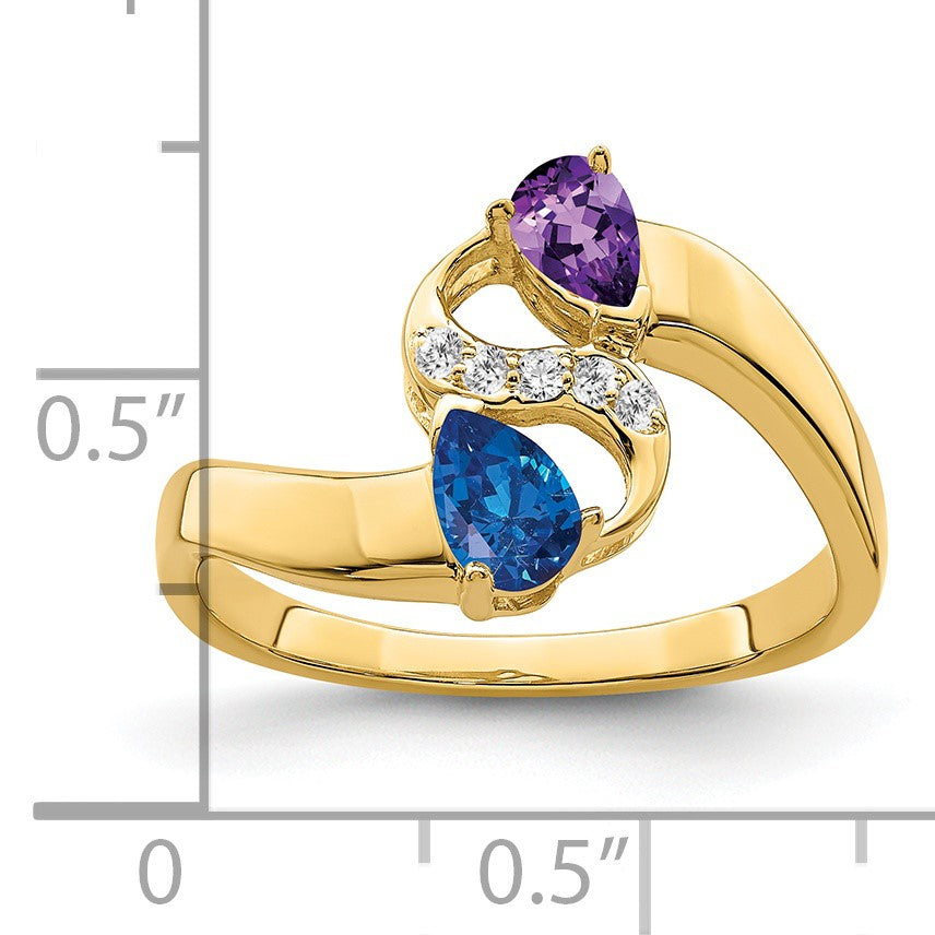 14k Synthetic Family Jewelry Ring