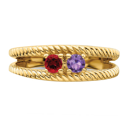 14k Polished 2-Stone Mothers Ring Mounting