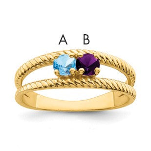 14k Polished 2-Stone Mothers Ring Mounting