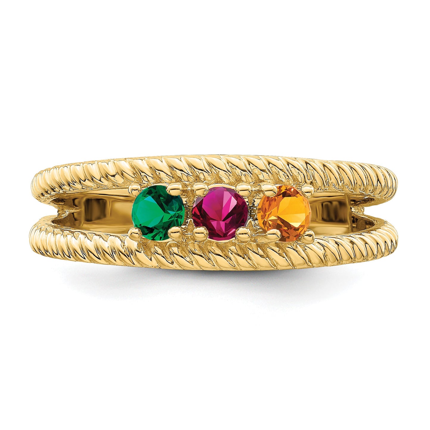 14k Polished 3-Stone Mothers Ring Mounting