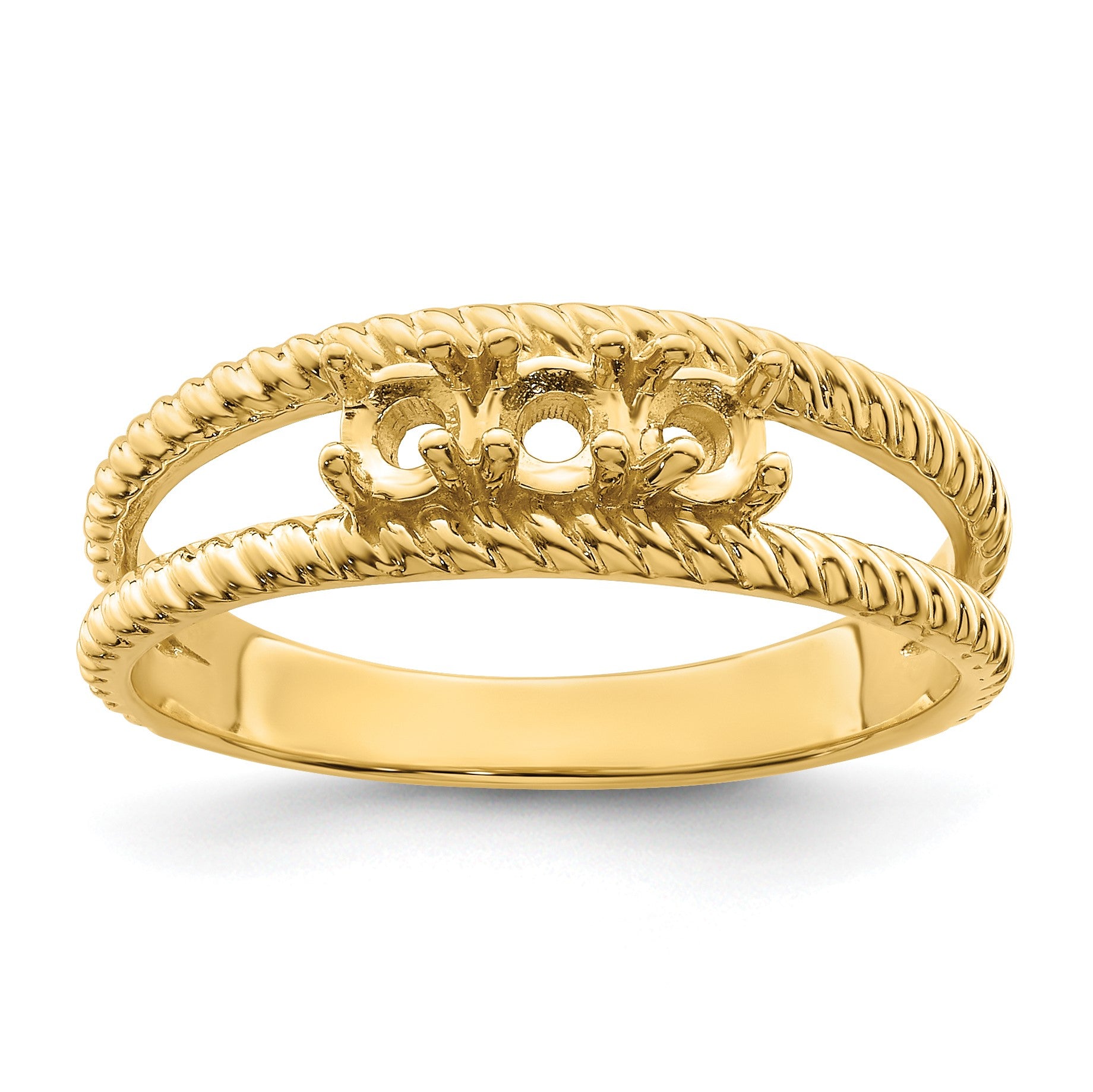 14k Polished 3-Stone Mothers Ring Mounting
