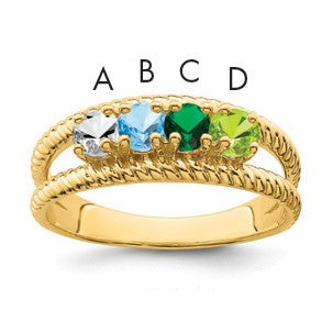 14k Genuine 4 Stone Mother's Ring
