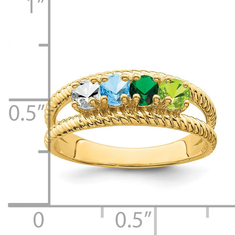 14k Genuine 4 Stone Mother's Ring