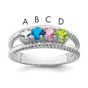 Sterling Silver Rhodium-plated Family Jewelry Mounting