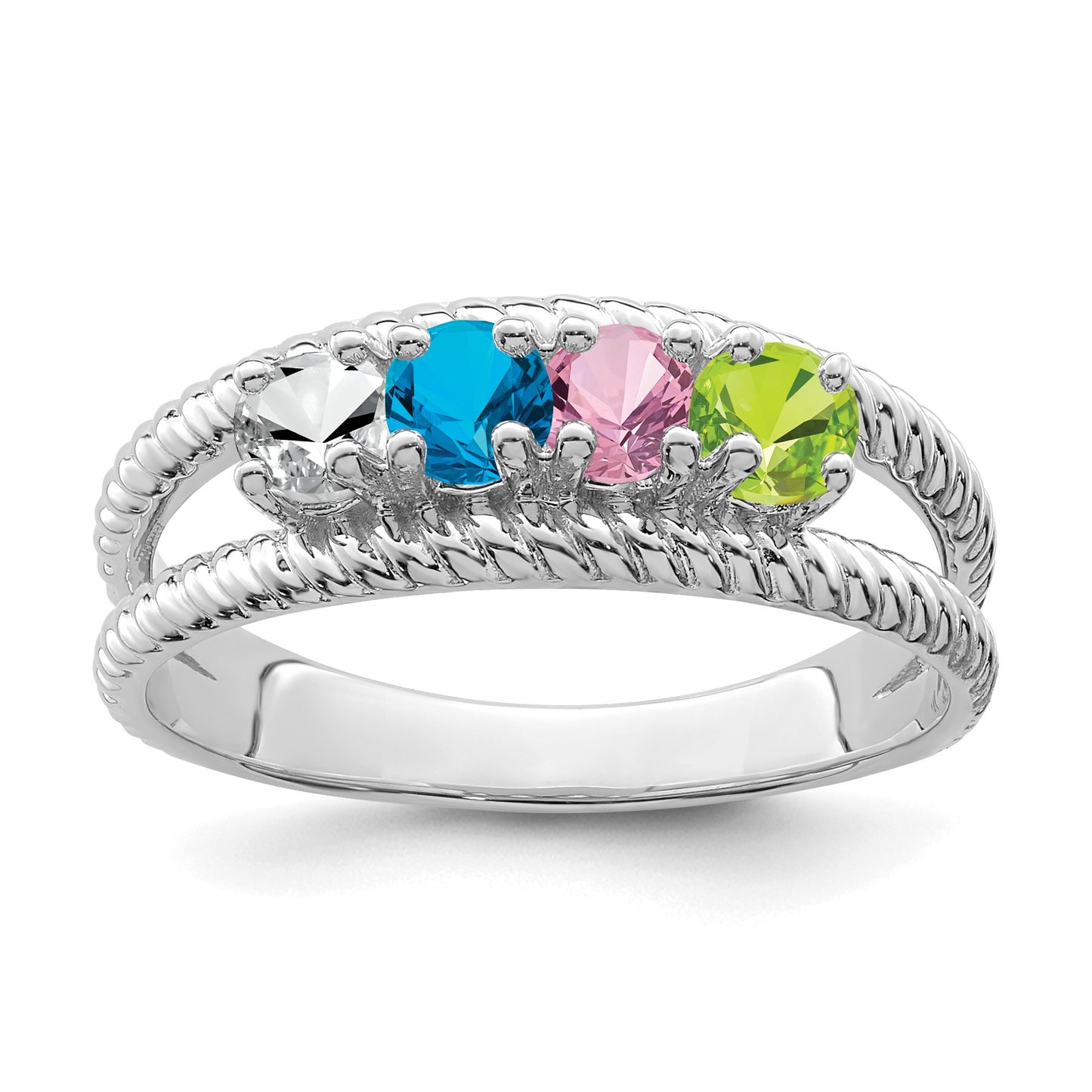 Sterling Silver Rhodium-plated Family Jewelry Mounting
