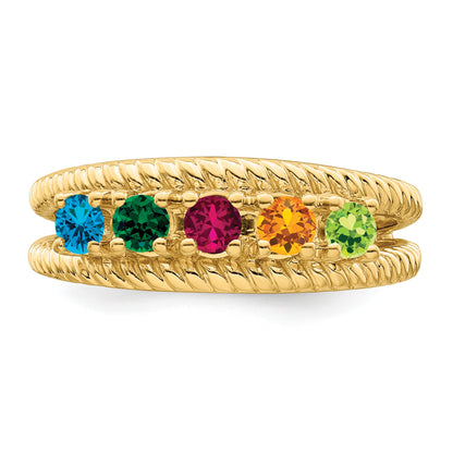 14k Polished 5-Stone Mothers Ring Mounting