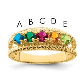 14k Polished 5-Stone Mothers Ring Mounting